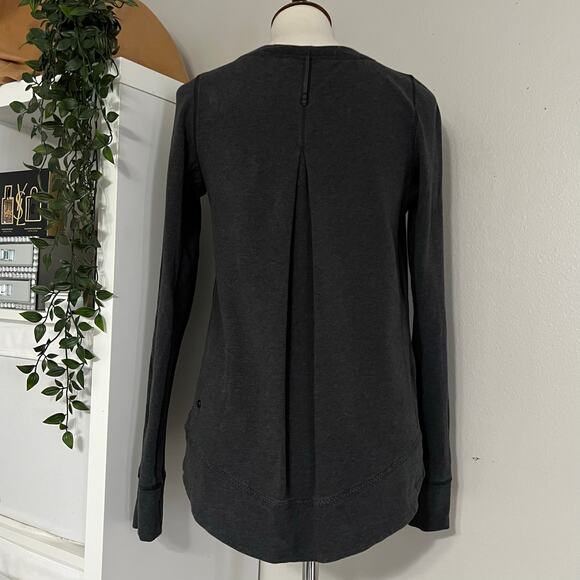 Lululemon Heathered Black Inverted-Pleat Back Exhalation Pullover Sweatshirt 8 - Picture 6 of 14